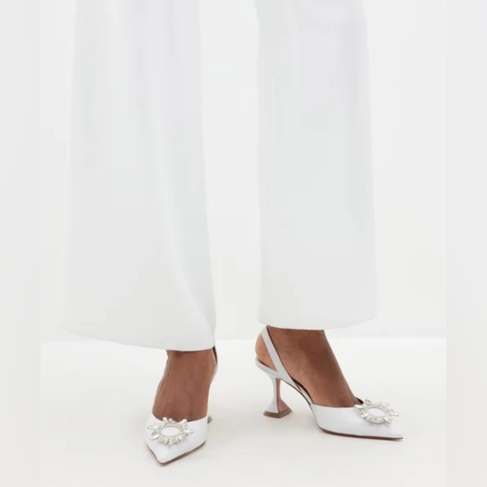 Amina Muaddi Begum 75 leather crystal-buckle slingback 2.5in pumps size 39